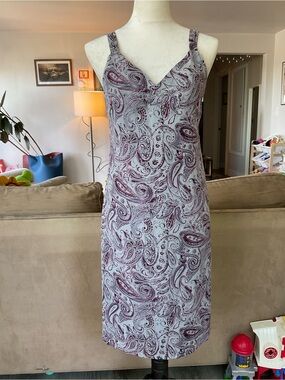🪻Vintage Y2K Whimsigoth Lavender Paisley Midi Slip Dress 8 Petite‎